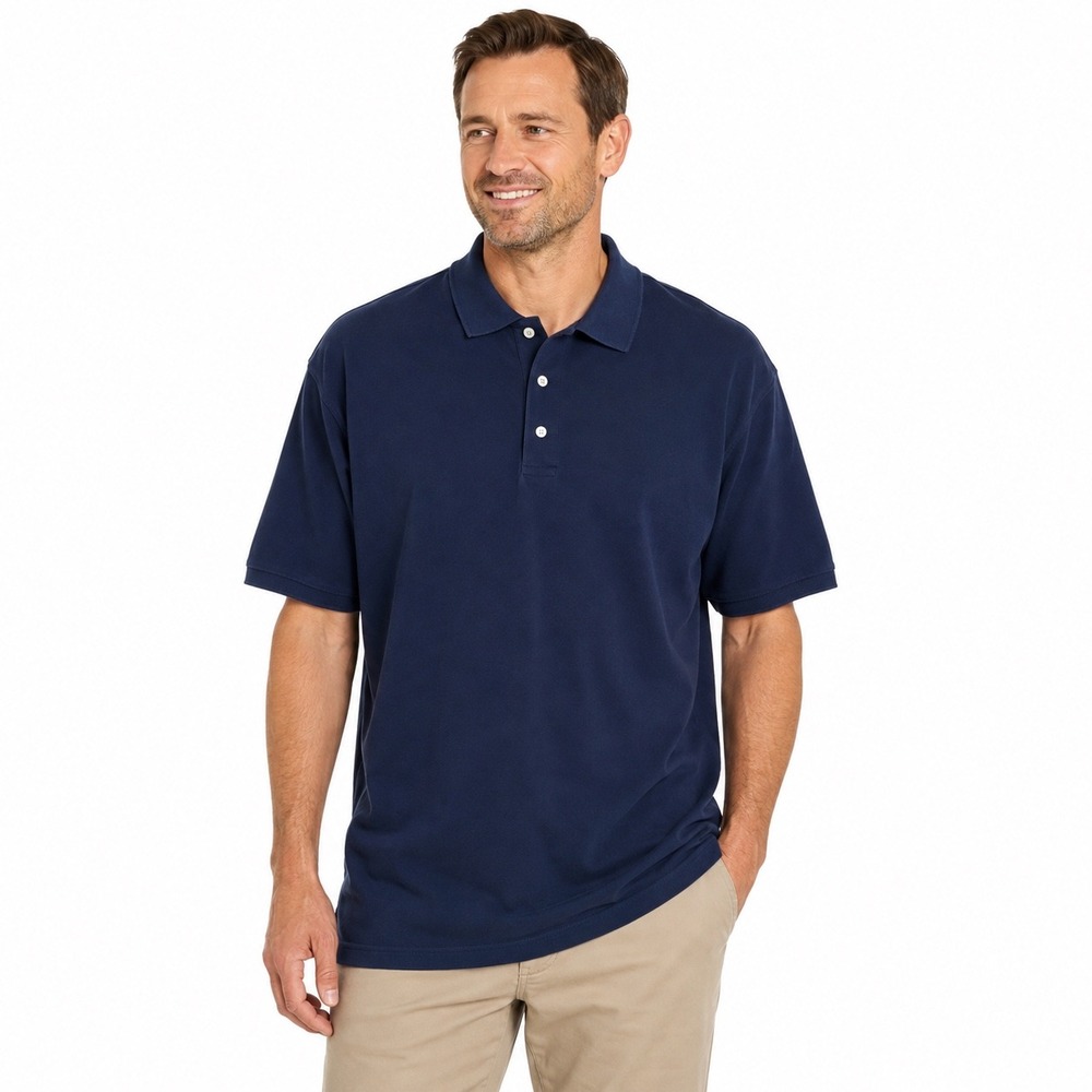The Foundry Polo Shirt Mens 3XL Navy Blue Good Big and Tall Short Sleeve Cotton